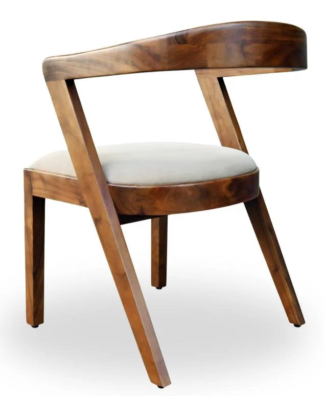 Curve Chair - Mango Wood Accent Chair with Upholstered Seat - Set of 2 - side angle view