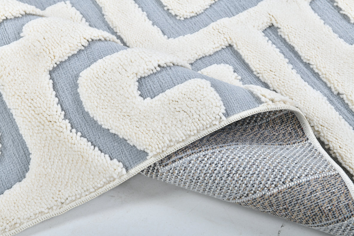Madu Moroccan Cream & Grey Rugs in Abstract Design