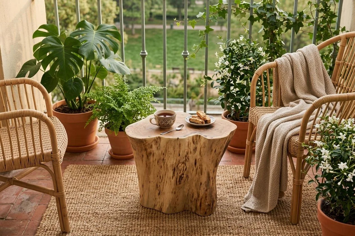 Tree Root Coffee Table in Natural Mango Wood - interior view