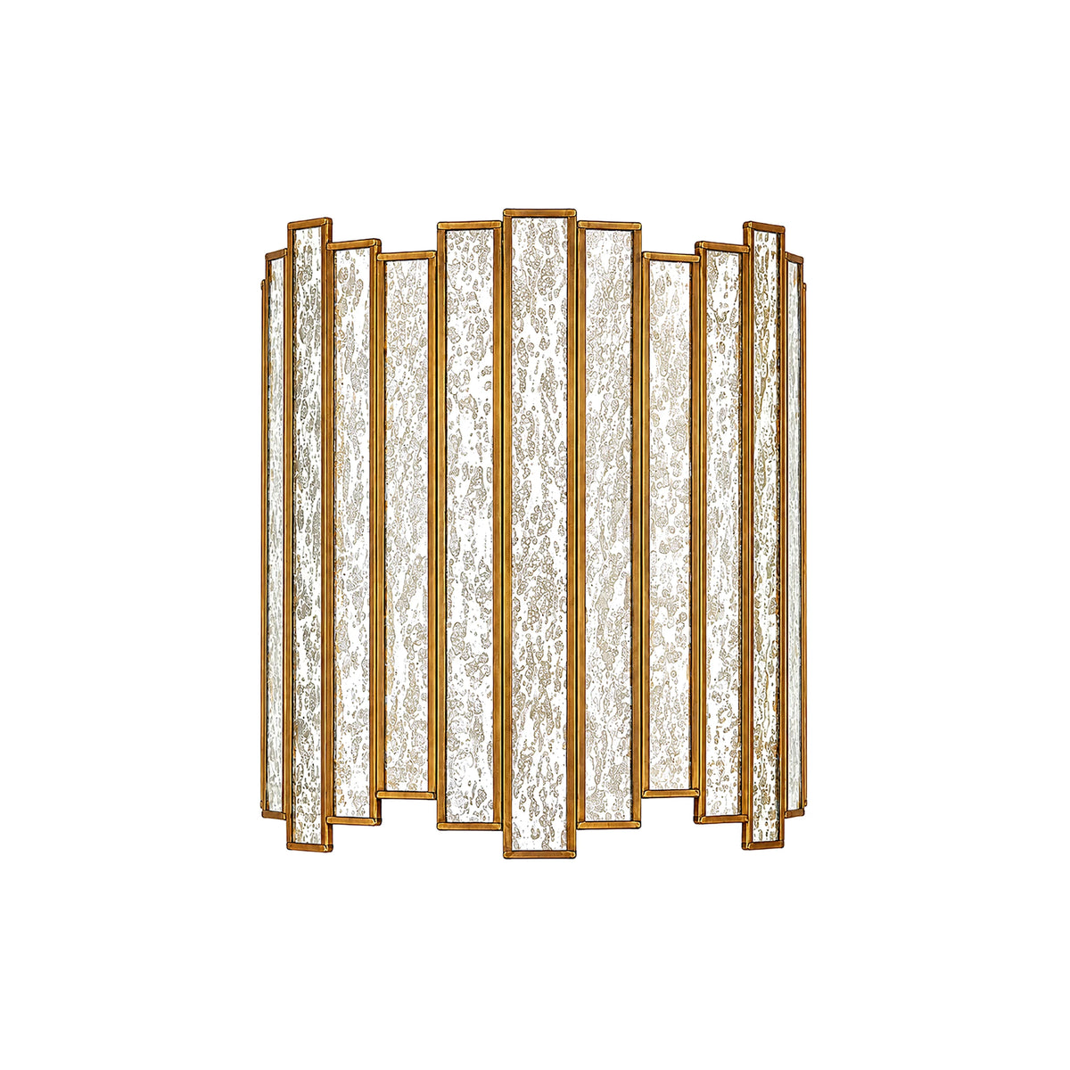 Gold Brass LED Wall Mirror With Textured Glass Panels