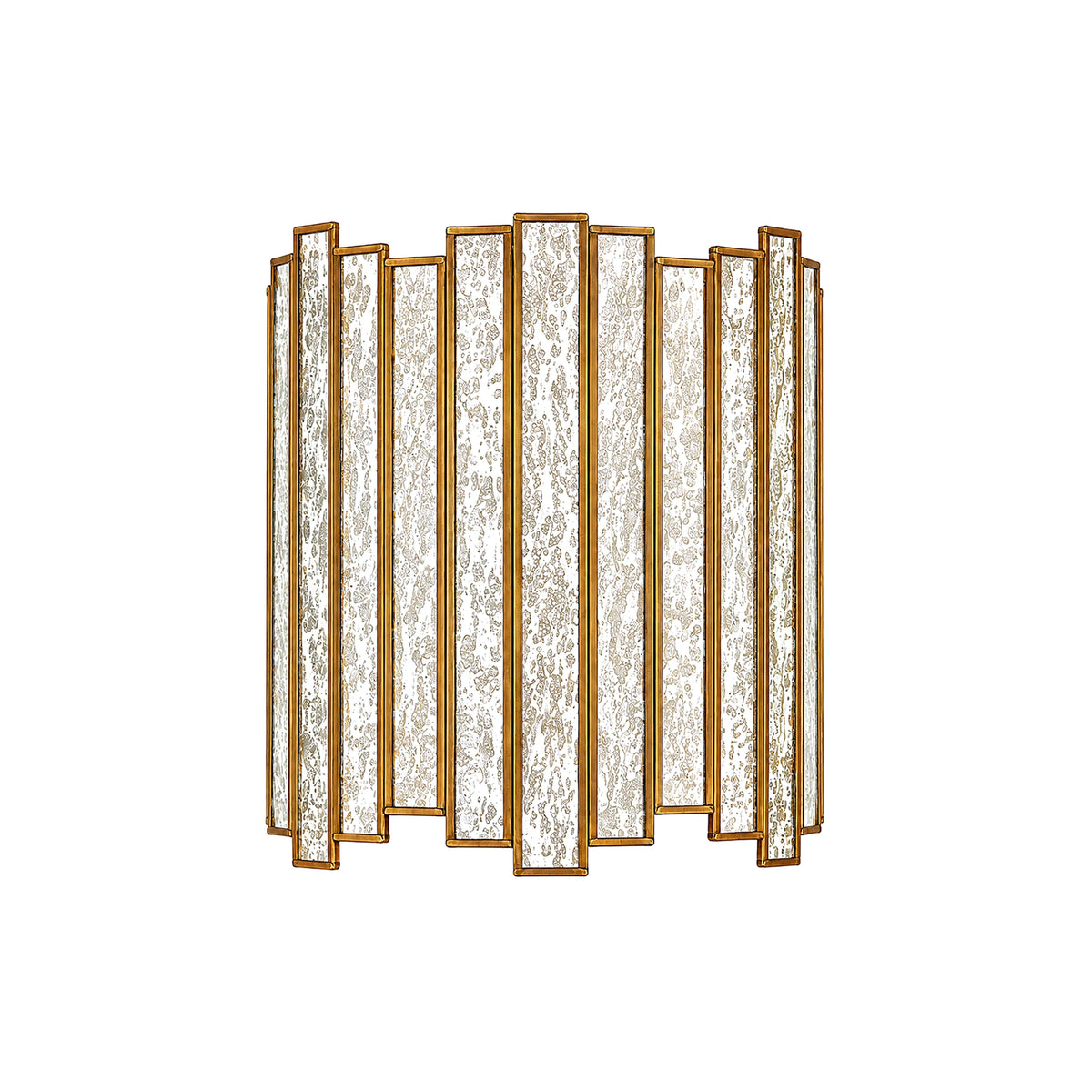 Gold Brass LED Wall Mirror With Textured Glass Panels - view 2