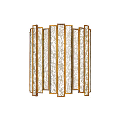 Gold Brass LED Wall Mirror With Textured Glass Panels - view 2