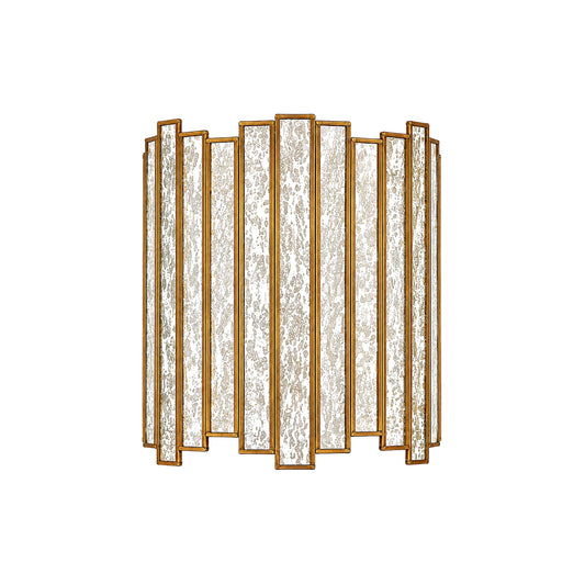 Gold Brass LED Wall Mirror With Textured Glass Panels - view 2