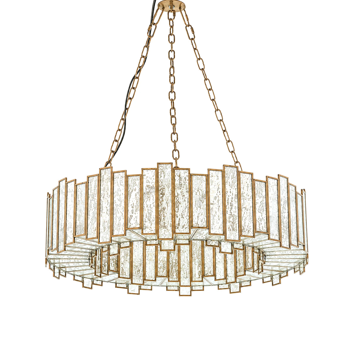 Modern Metal Ceiling Lights With Textured Glass - front view