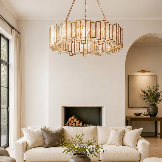 Modern Metal Ceiling Lights With Textured Glass - view 2