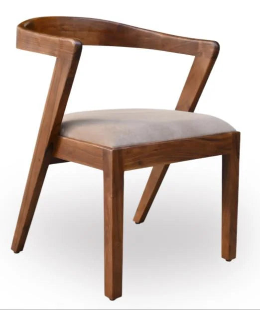 Curve Chair - Mango Wood Accent Chair with Upholstered Seat - Set of 2 - angle view