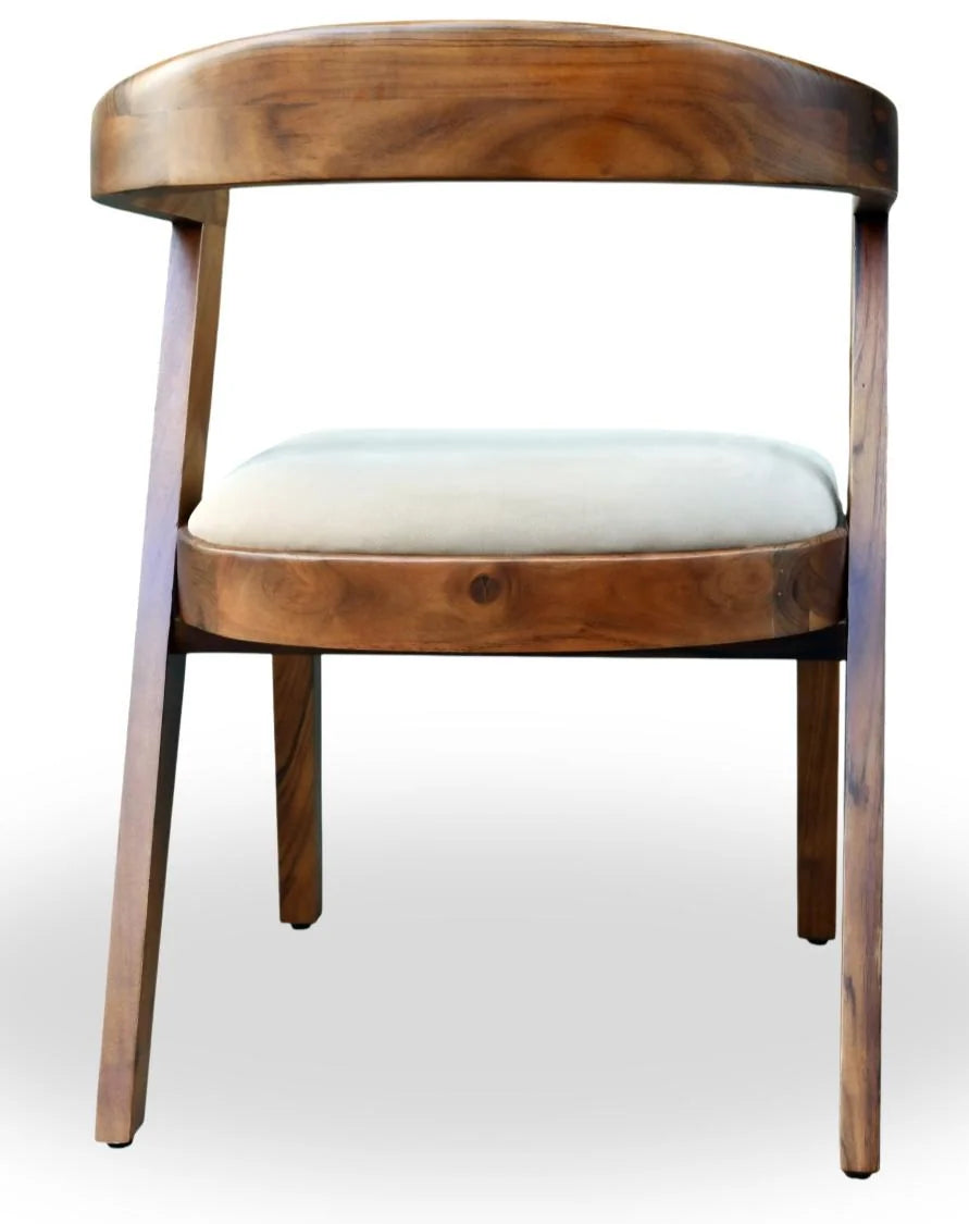 Curve Chair - Mango Wood Accent Chair with Upholstered Seat - Set of 2 - back view