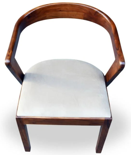 Curve Chair - Mango Wood Accent Chair with Upholstered Seat - Set of 2 - top front view