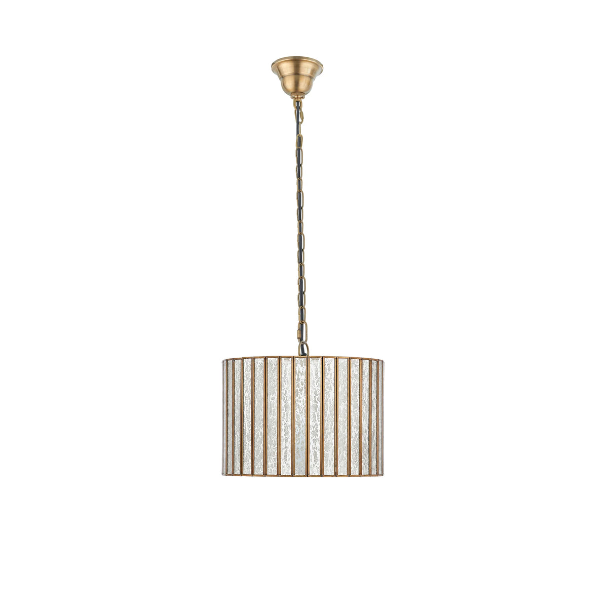 Gold Brass & Textured Glass Drum Ceiling Light - view 3