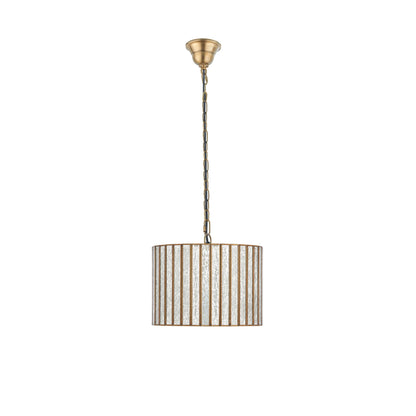 Gold Brass & Textured Glass Drum Ceiling Light - view 3