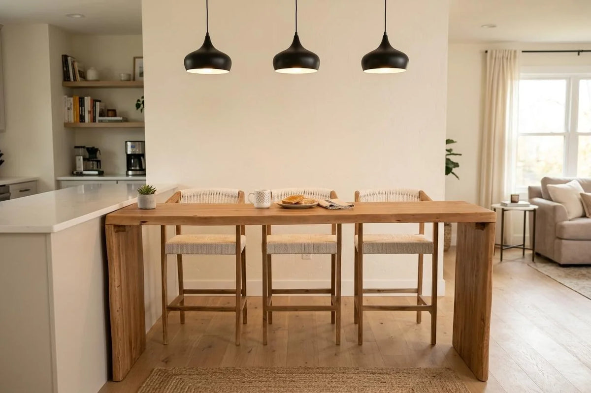 50mm Live Edge Bar Counter in Solid Wood - interior kitchen view