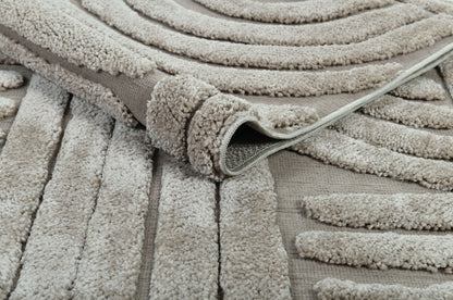 Madu Moroccan Grey & Beige Powerloom Abstract Curved Geometric Rugs