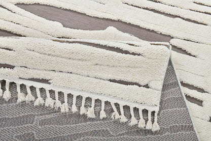 Madu Moroccan Contemporary Powerloom Rugs - Ivory & Cream
