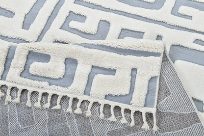 Madu Moroccan Cream & Grey Rugs in  Abstract Design