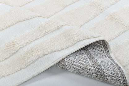 Madu Powerloom Striped Rug with Modern Textured Design