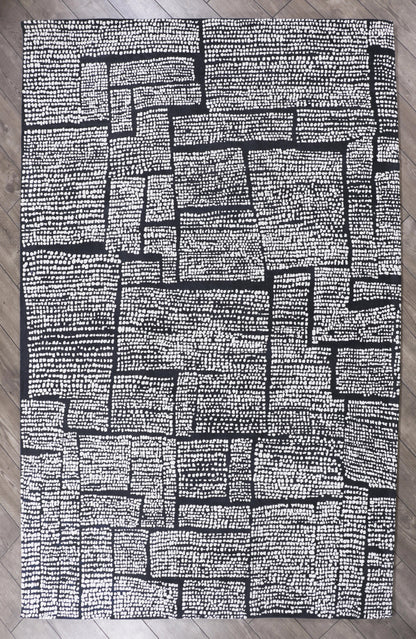Modern Charcoal Grey Rugs in Abstract Pattern