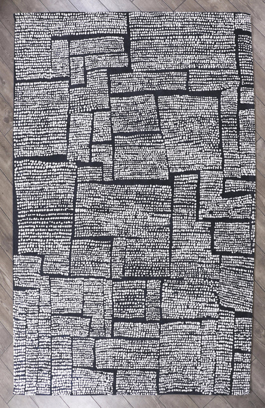 Modern Charcoal Grey Rugs in Abstract Pattern