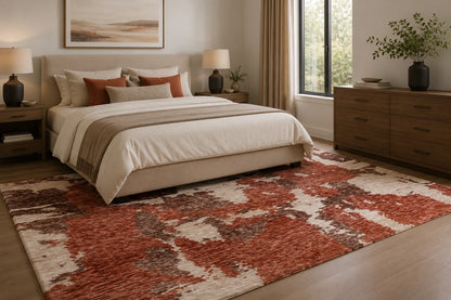 Modern High Low Rust Rugs | Abstract Design