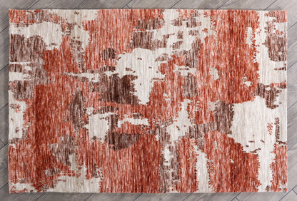 Modern High Low Rust Rugs | Abstract Design