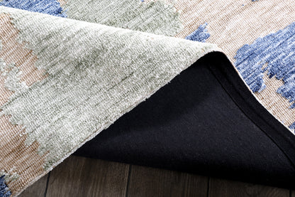 Modern High Low Denim Olive Rugs | Abstract Design