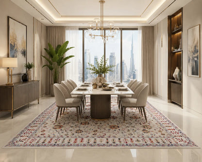 Traditional Floral Rug - Ivory & Multi Vintage Inspired Design