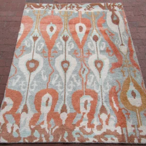 Hand Knotted Sari Silk Rug.
